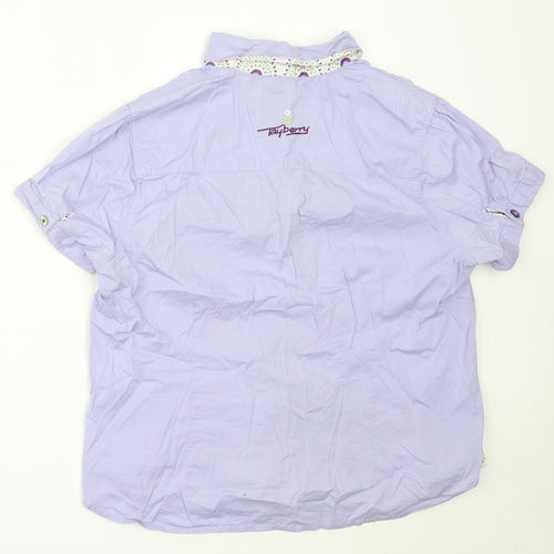 Tayberry Womens Purple  Cotton Basic Button-Up Size L Collared