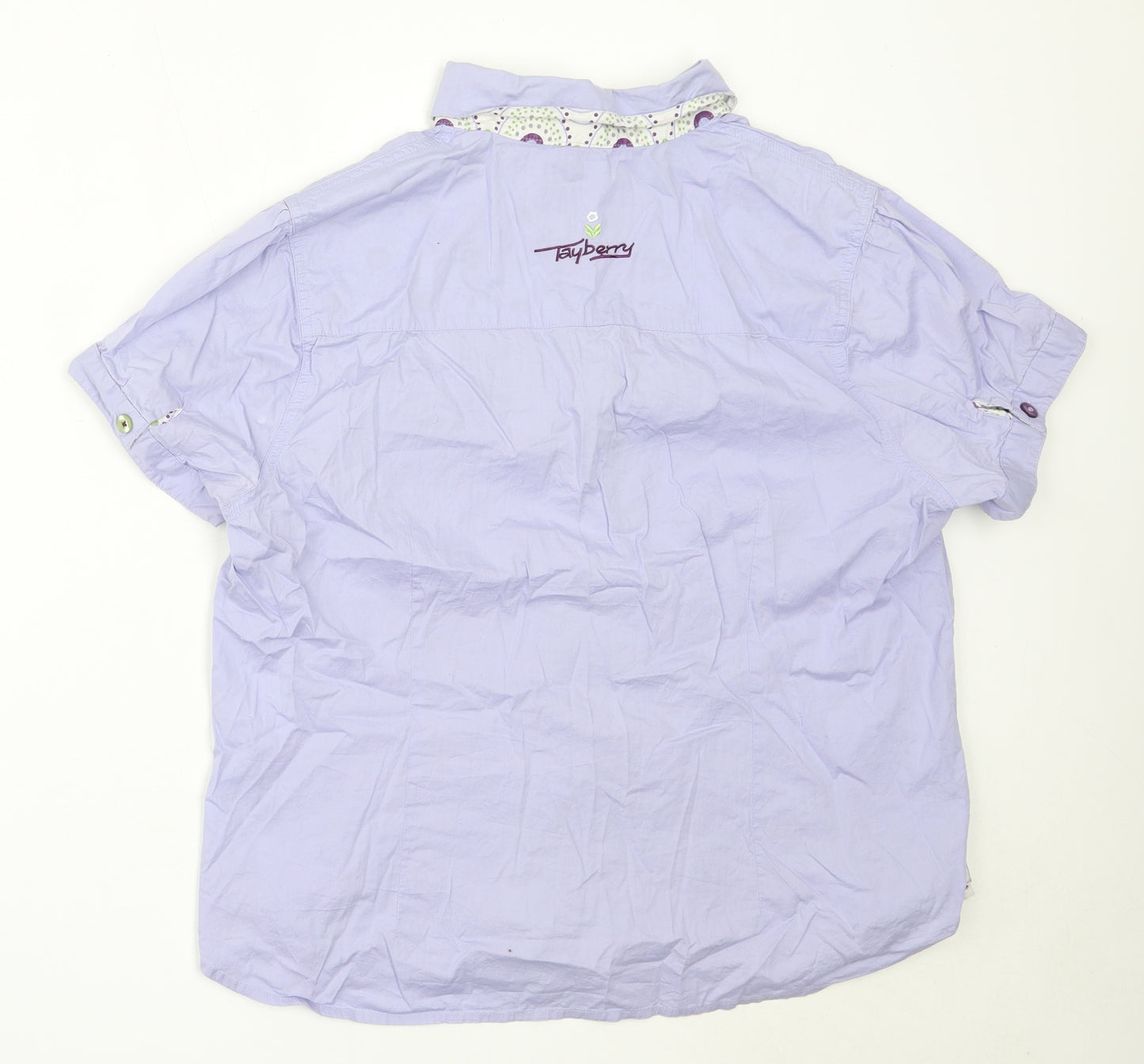 Tayberry Womens Purple  Cotton Basic Button-Up Size L Collared