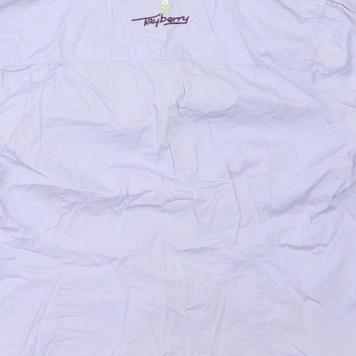 Tayberry Womens Purple  Cotton Basic Button-Up Size L Collared