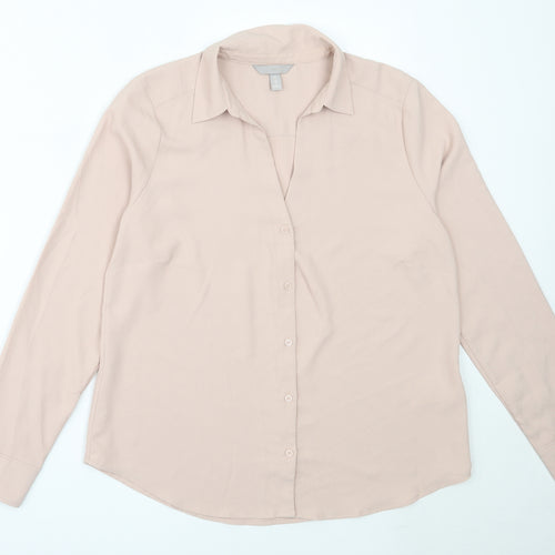 H&M Womens Pink  Polyester Basic Button-Up Size M Collared
