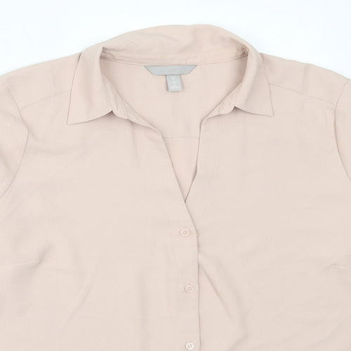 H&M Womens Pink  Polyester Basic Button-Up Size M Collared
