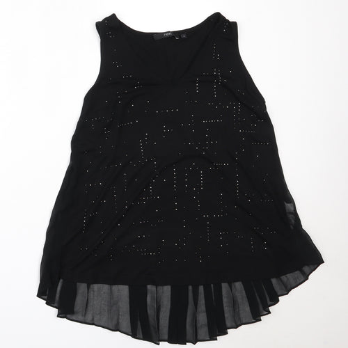 NEXT Womens Black  Viscose Basic Blouse Size 12 V-Neck