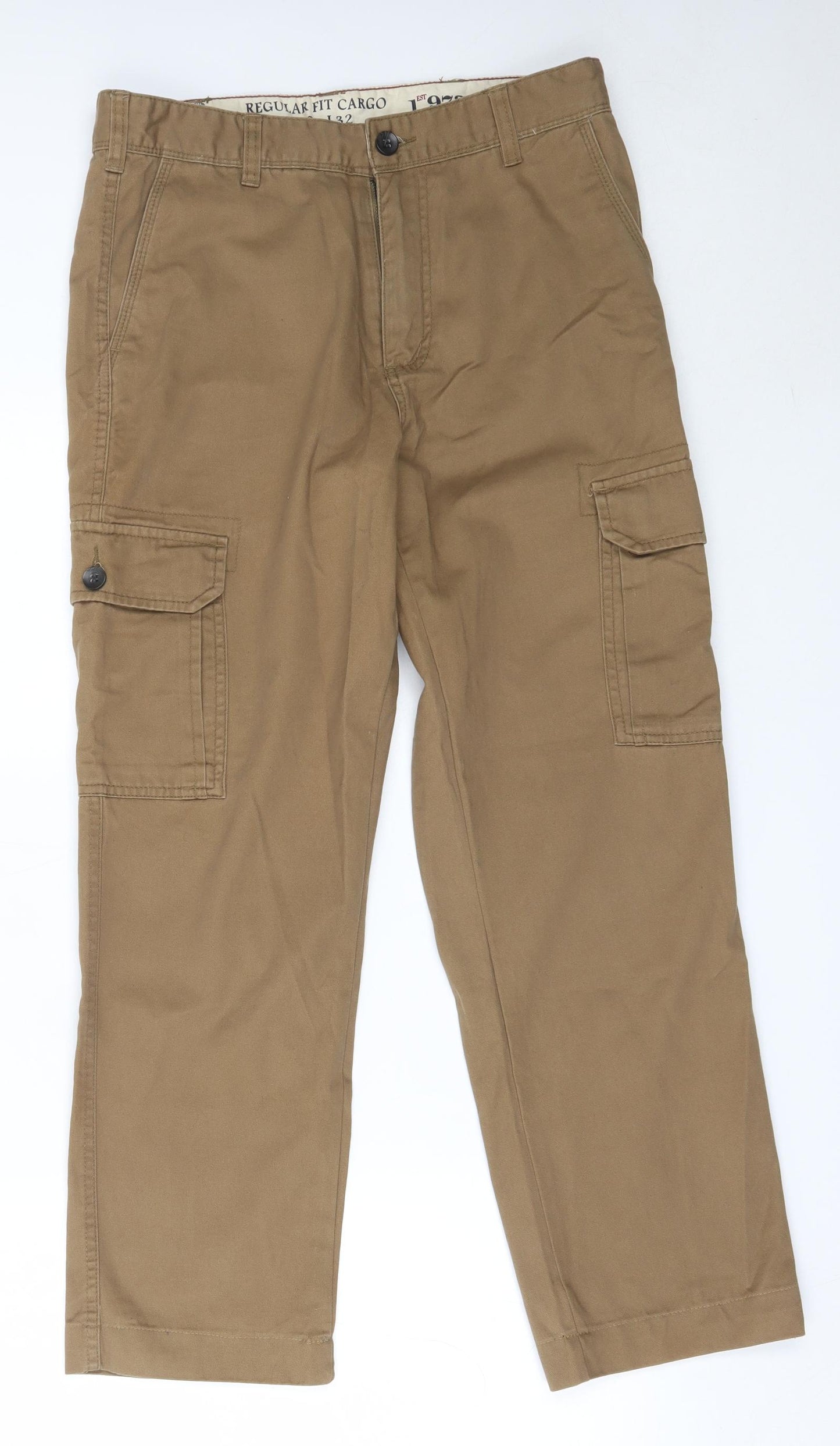 Easy Mens Beige  Cotton Cargo Trousers Size 30 in L28 in Regular