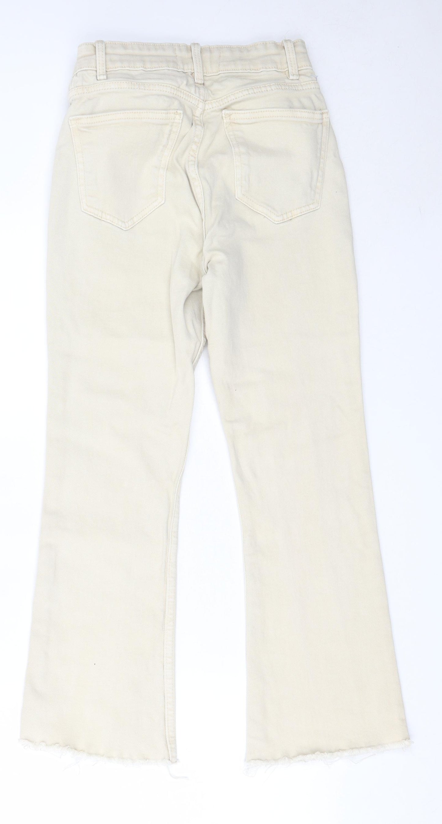 Primark Womens Beige  Cotton Bootcut Jeans Size 6 L25 in Regular