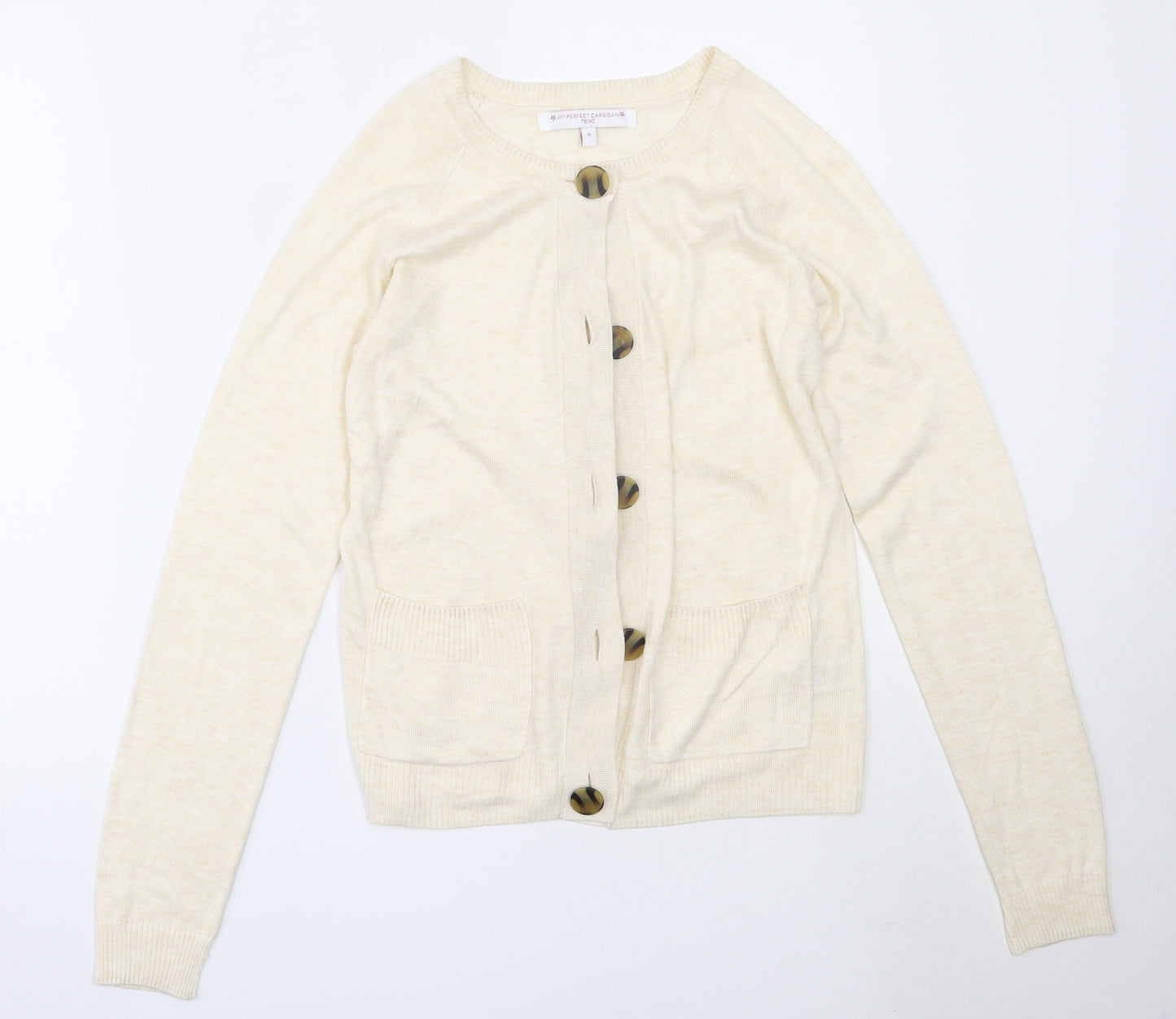 NEXT Womens Ivory Round Neck  Polyester Cardigan Jumper Size 6