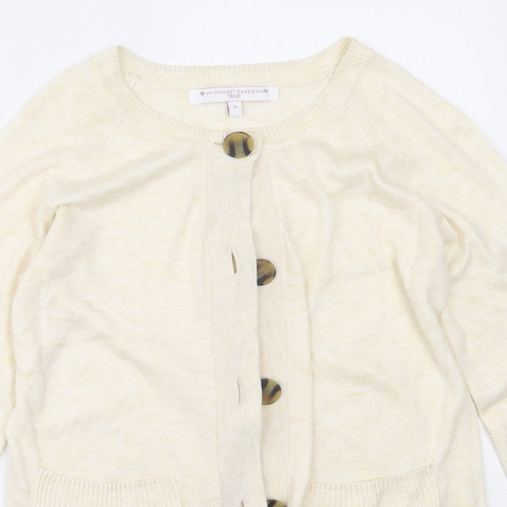 NEXT Womens Ivory Round Neck  Polyester Cardigan Jumper Size 6