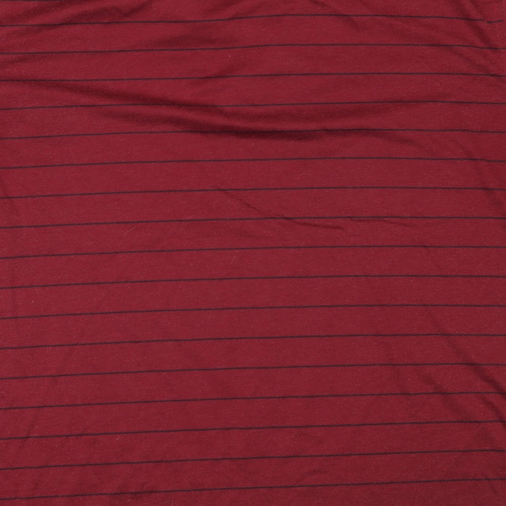 Carabou Mens Red Striped Cotton  Polo Size L Collared