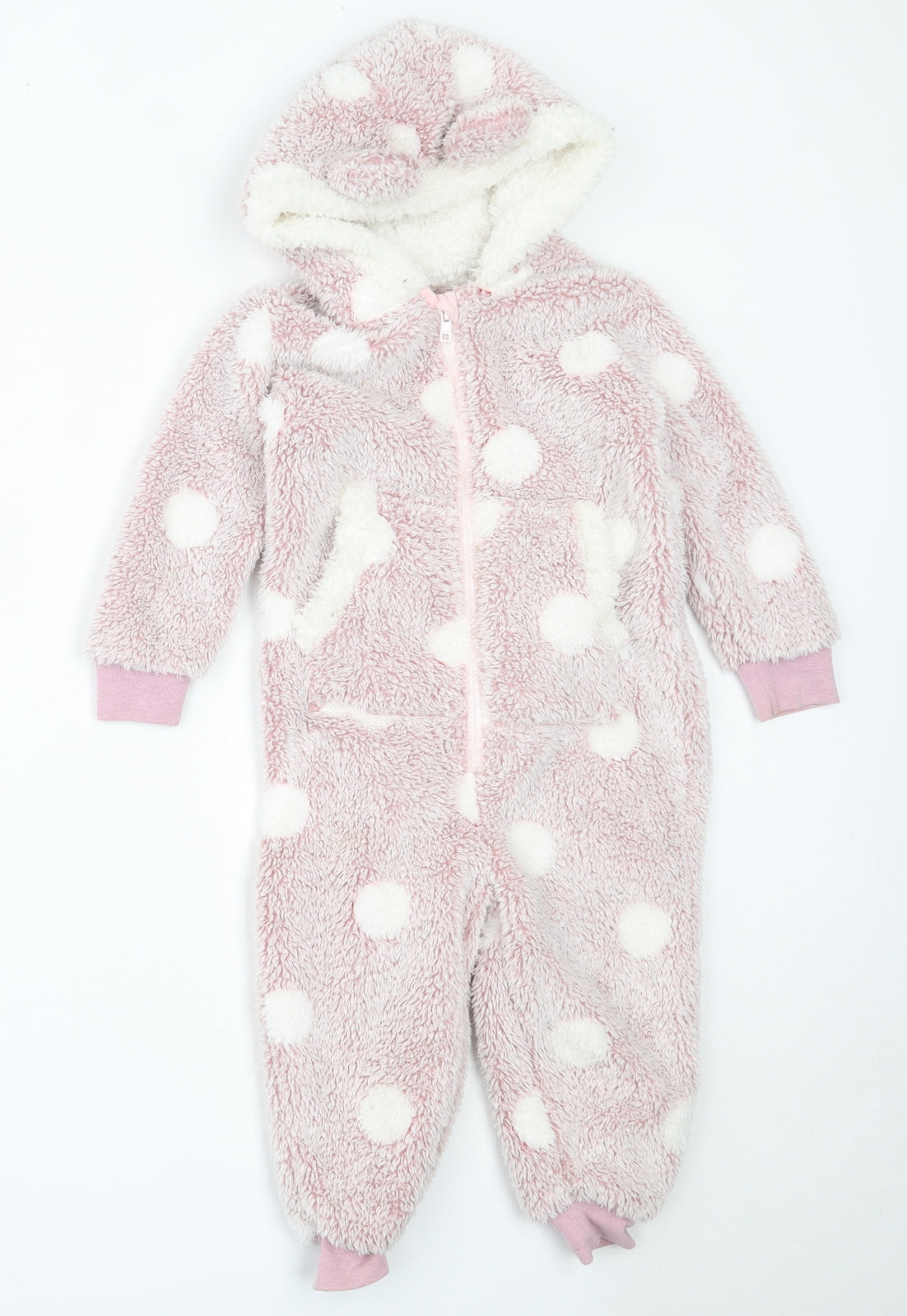 George Girls Pink Polka Dot Polyester Top One Piece Size 3-4 Years