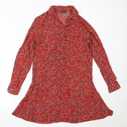 Primark Womens Red  Viscose Fit & Flare  Size 8  Collared