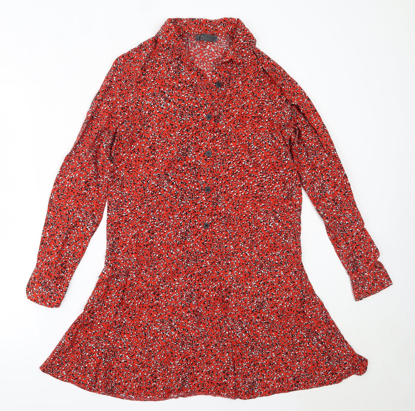 Primark Womens Red  Viscose Fit & Flare  Size 8  Collared