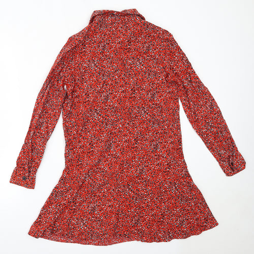 Primark Womens Red  Viscose Fit & Flare  Size 8  Collared
