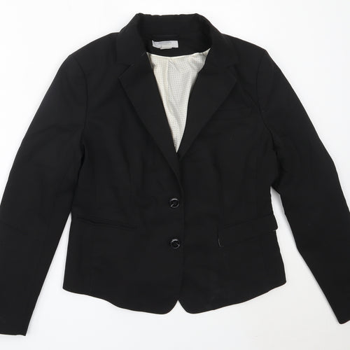 H&M Womens Black  Cotton Jacket Blazer Size 42
