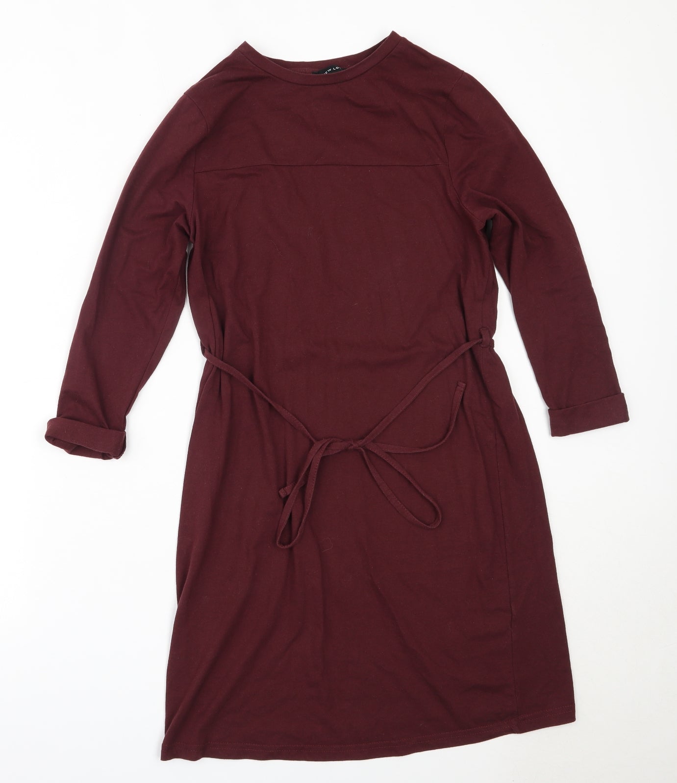 New Look Womens Red  Cotton Fit & Flare  Size 8  Round Neck