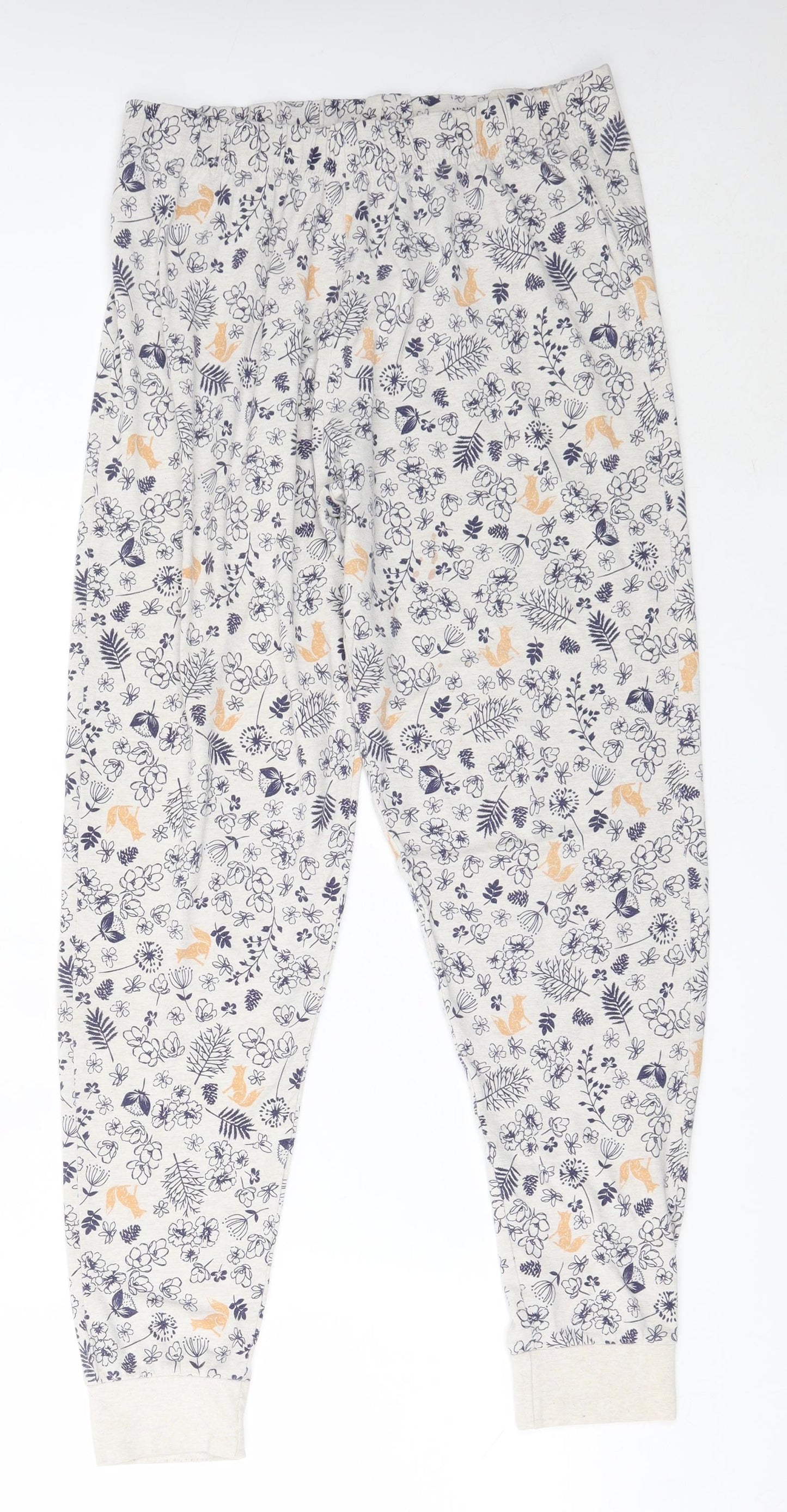 Nutmeg Womens Beige Floral Cotton Capri Pyjama Pants Size 12