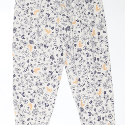 Nutmeg Womens Beige Floral Cotton Capri Pyjama Pants Size 12