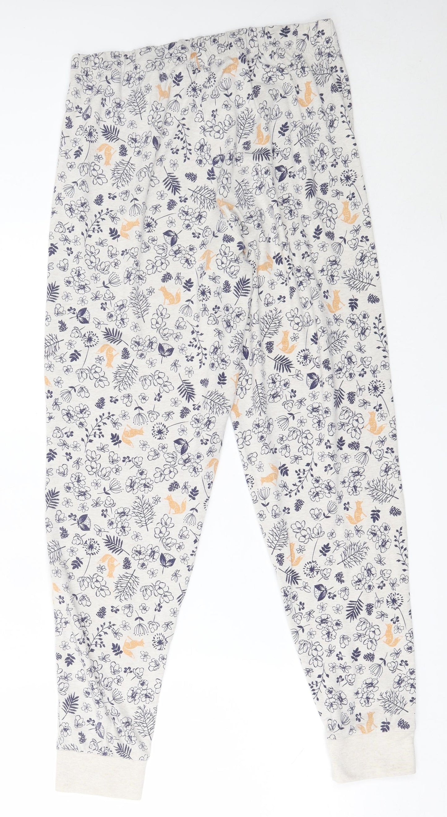 Nutmeg Womens Beige Floral Cotton Capri Pyjama Pants Size 12