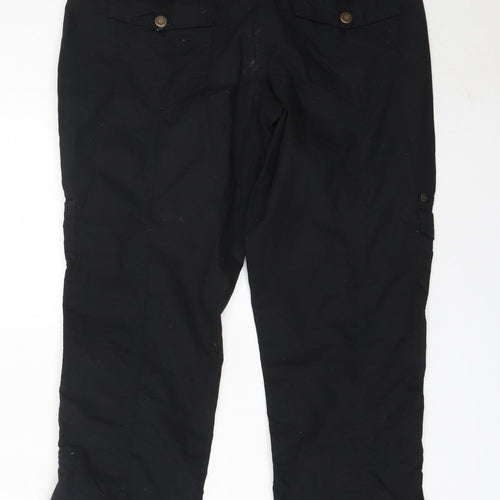 Yessica Womens Black  Cotton Cropped Trousers Size 36 L24 in Regular