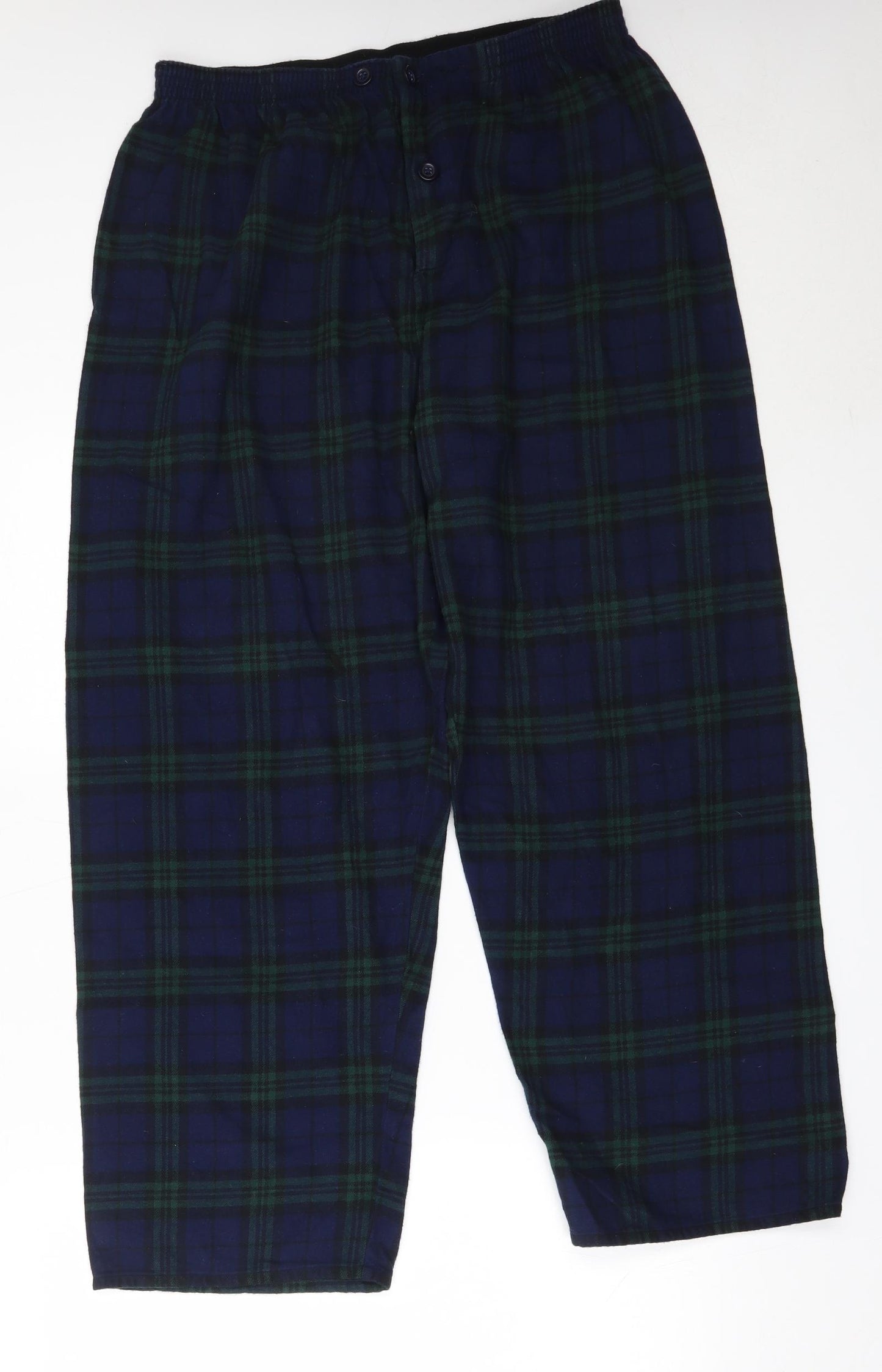 Marks and Spencer Mens Green Check Cotton  Pyjama Pants Size L