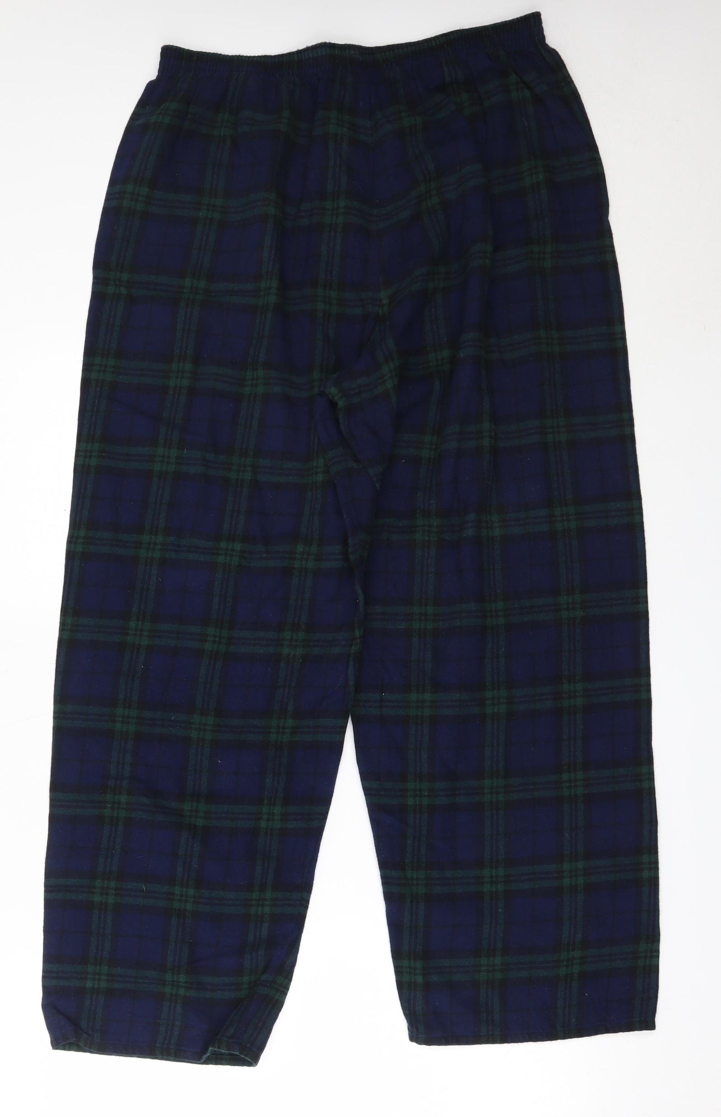 Marks and Spencer Mens Green Check Cotton  Pyjama Pants Size L