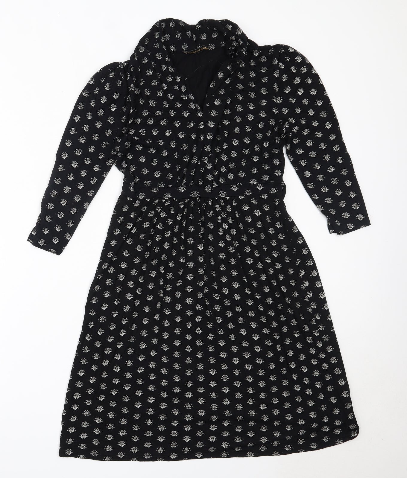 George Womens Black  Viscose Fit & Flare  Size 10  V-Neck
