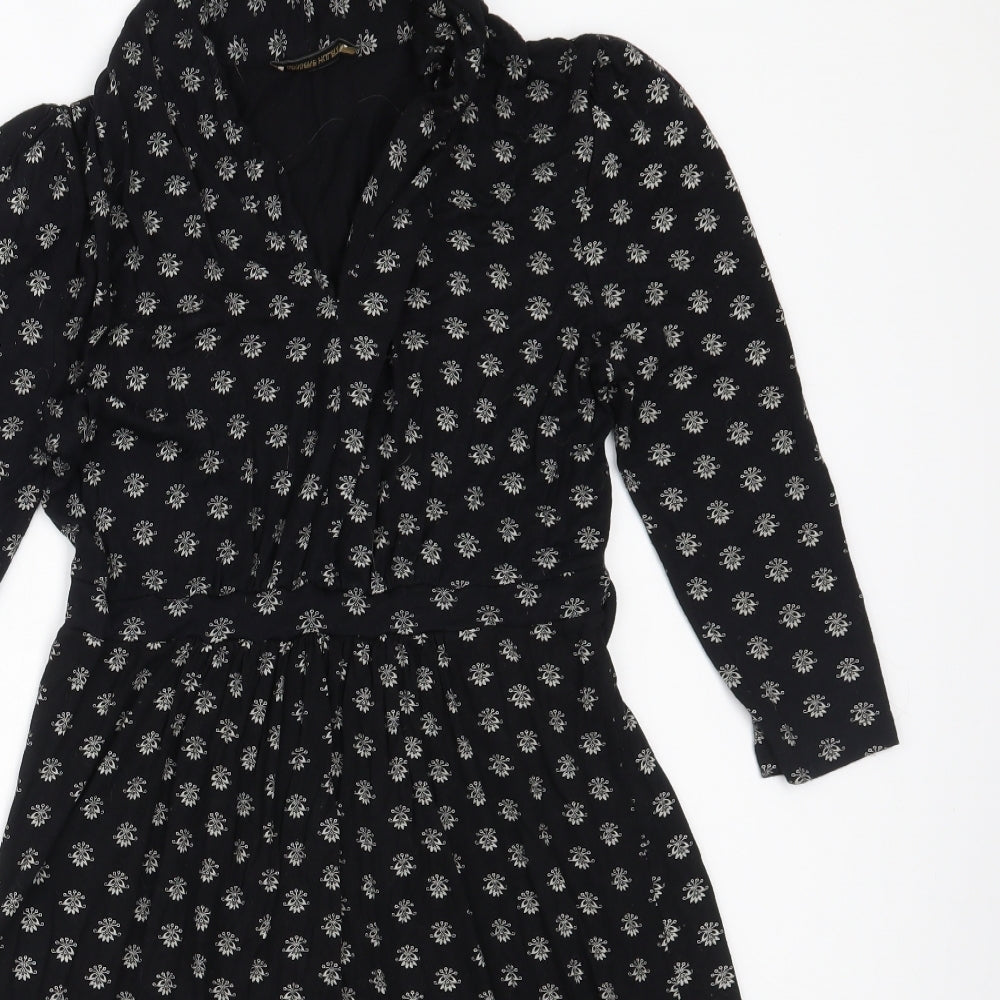 George Womens Black  Viscose Fit & Flare  Size 10  V-Neck