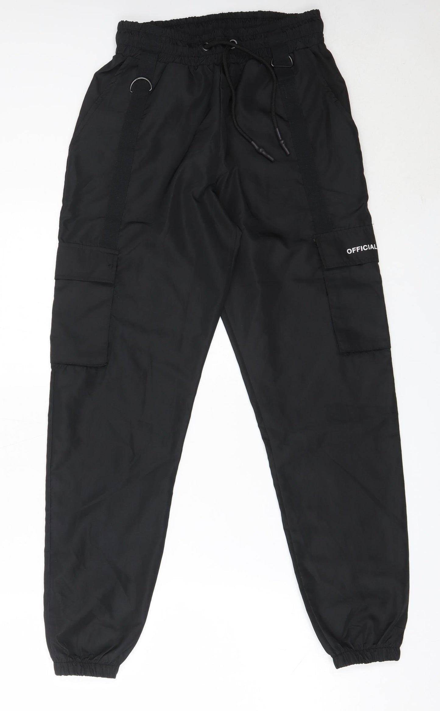 Boohoo Mens Black  Polyester Jogger Trousers Size XS L29 in Regular