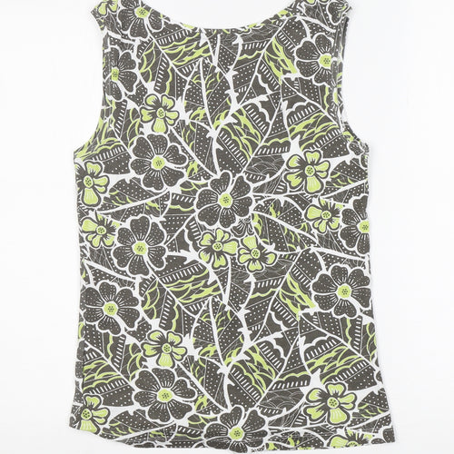 Preworn Womens Green Floral  Basic Tank Size 12 Round Neck