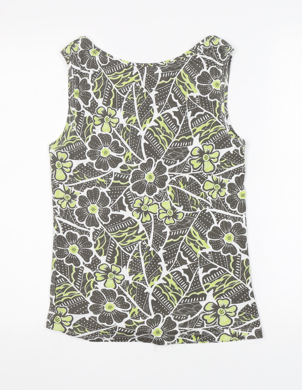 Preworn Womens Green Floral  Basic Tank Size 12 Round Neck