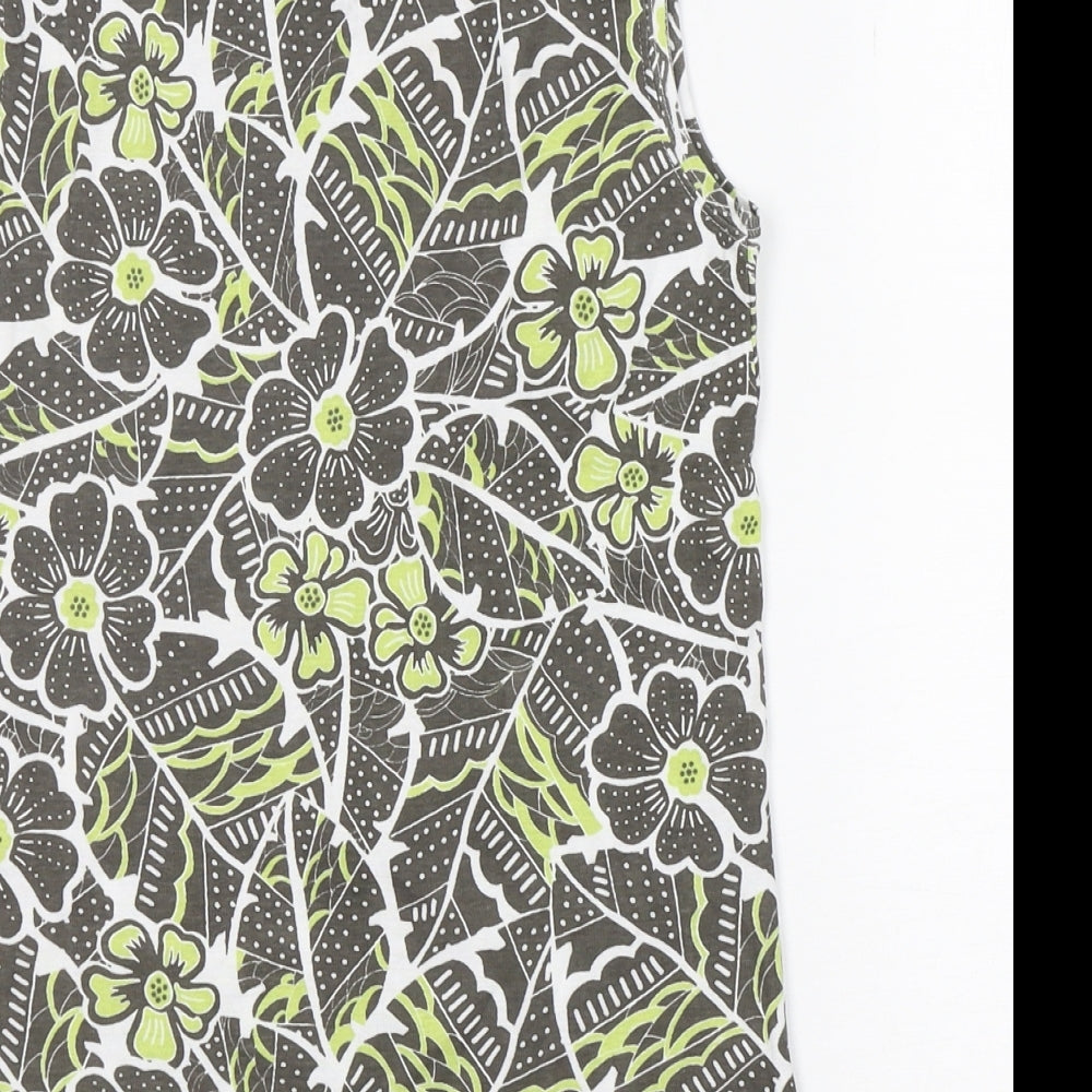 Preworn Womens Green Floral  Basic Tank Size 12 Round Neck