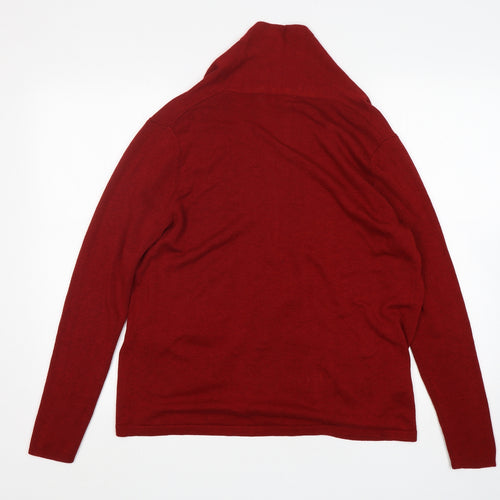 Laura Ashley Womens Red V-Neck  Wool Cardigan Jumper Size 14