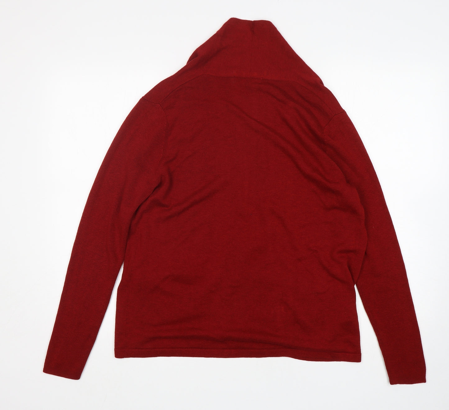 Laura Ashley Womens Red V-Neck  Wool Cardigan Jumper Size 14