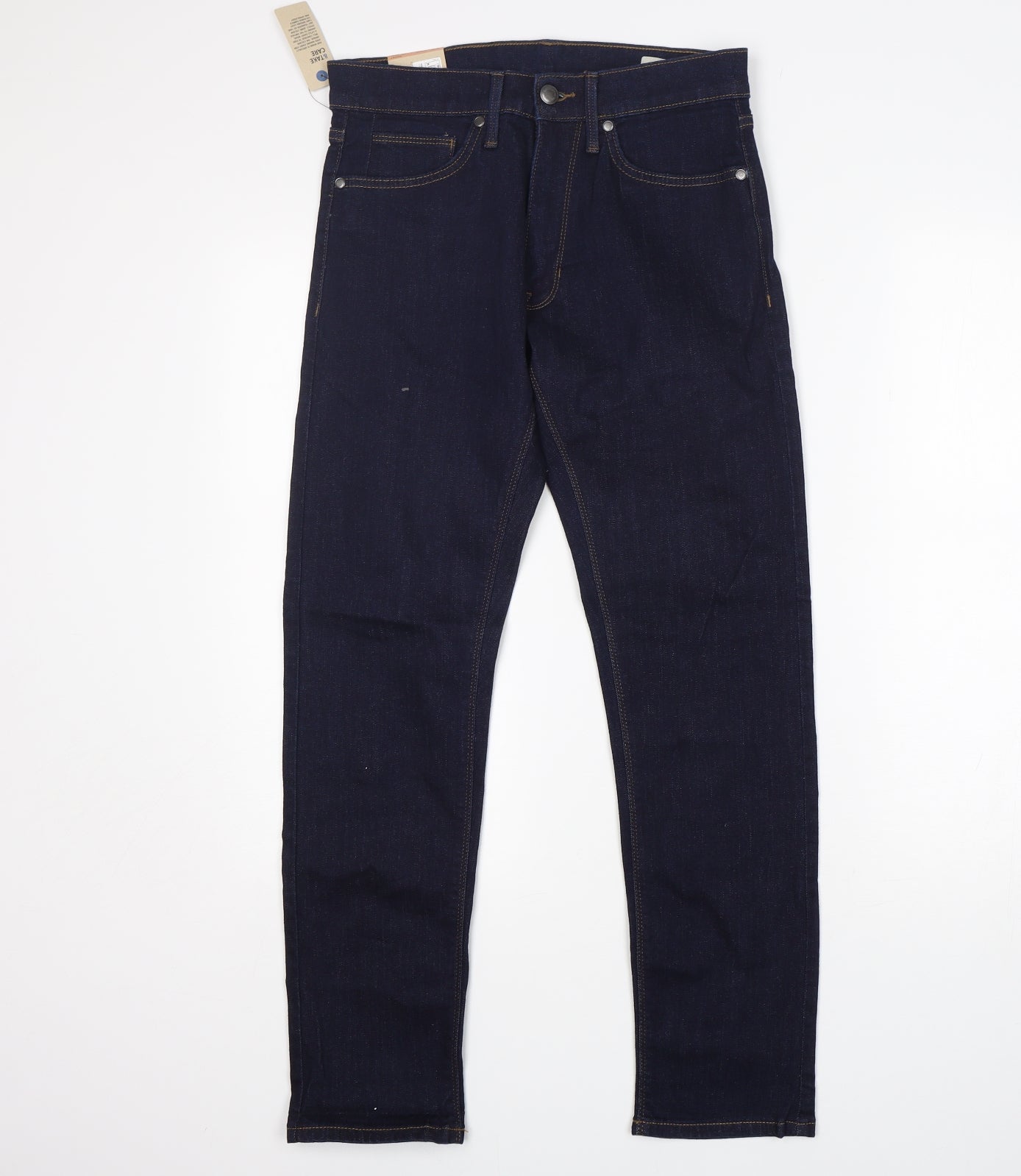 M&S Mens Blue  Cotton Straight Jeans Size 28 L29 in Slim
