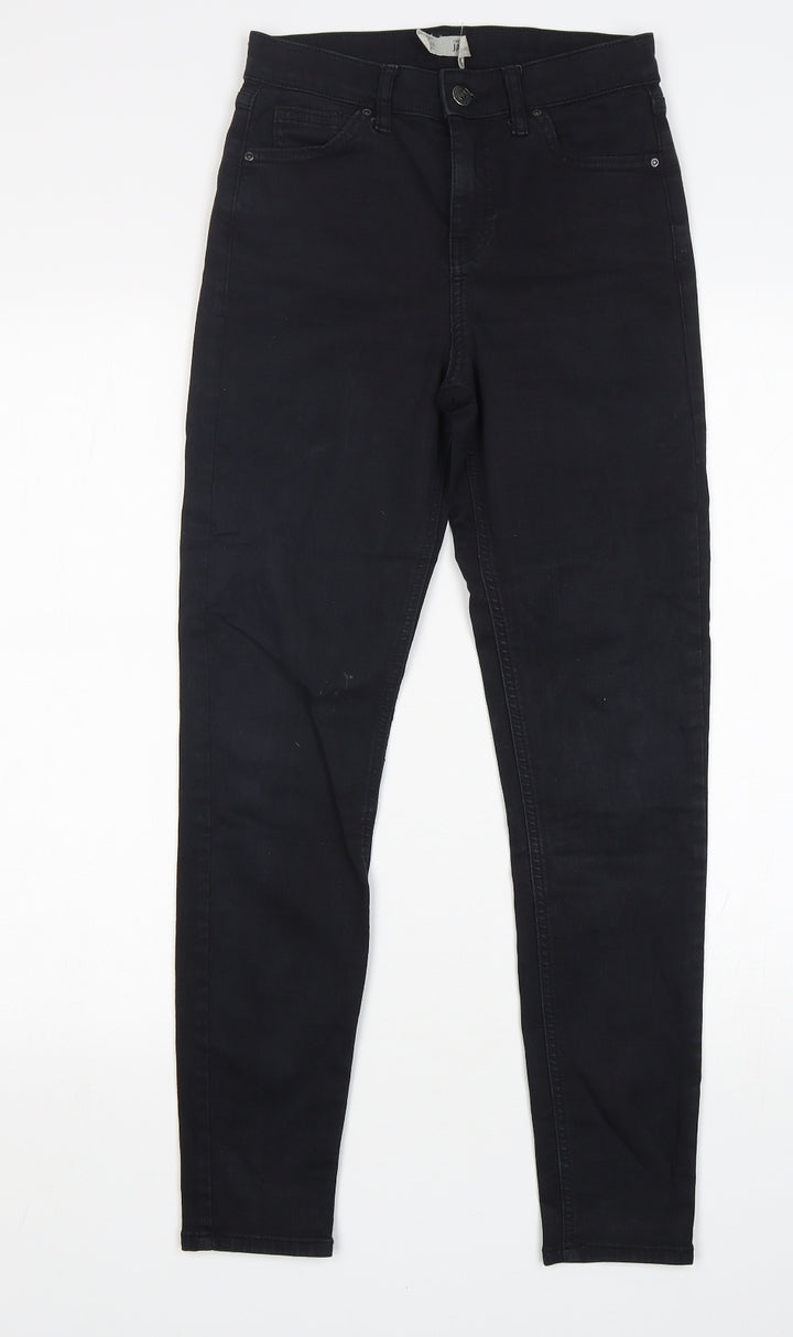 Topshop Womens Black  Cotton Skinny Jeans Size 26 in L28 in Regular