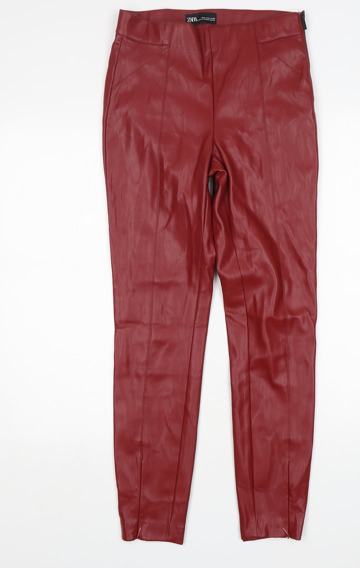 Zara Womens Red Polyurethane Jegging Jeans Size S L28 in Regular