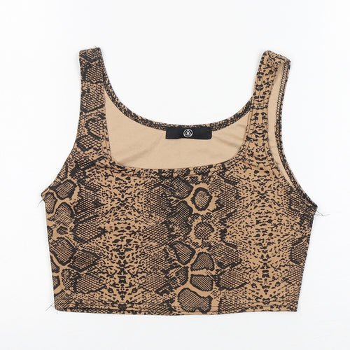 Missguided Womens Multicoloured Animal Print Polyester Basic Tank Size 8 Round Neck