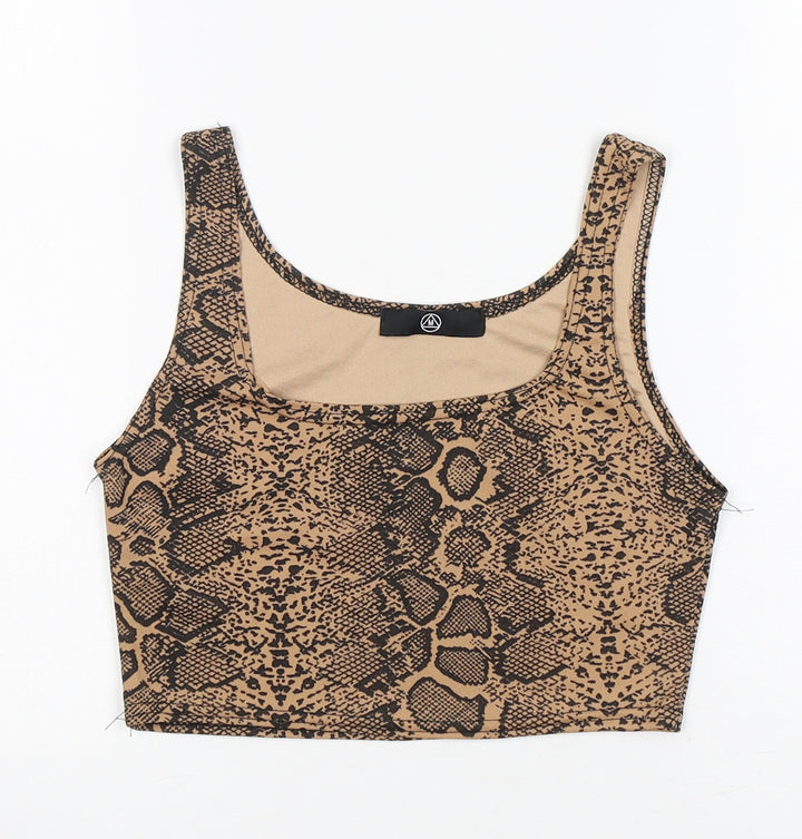 Missguided Womens Multicoloured Animal Print Polyester Basic Tank Size 8 Round Neck