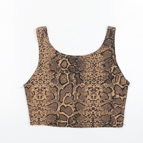 Missguided Womens Multicoloured Animal Print Polyester Basic Tank Size 8 Round Neck