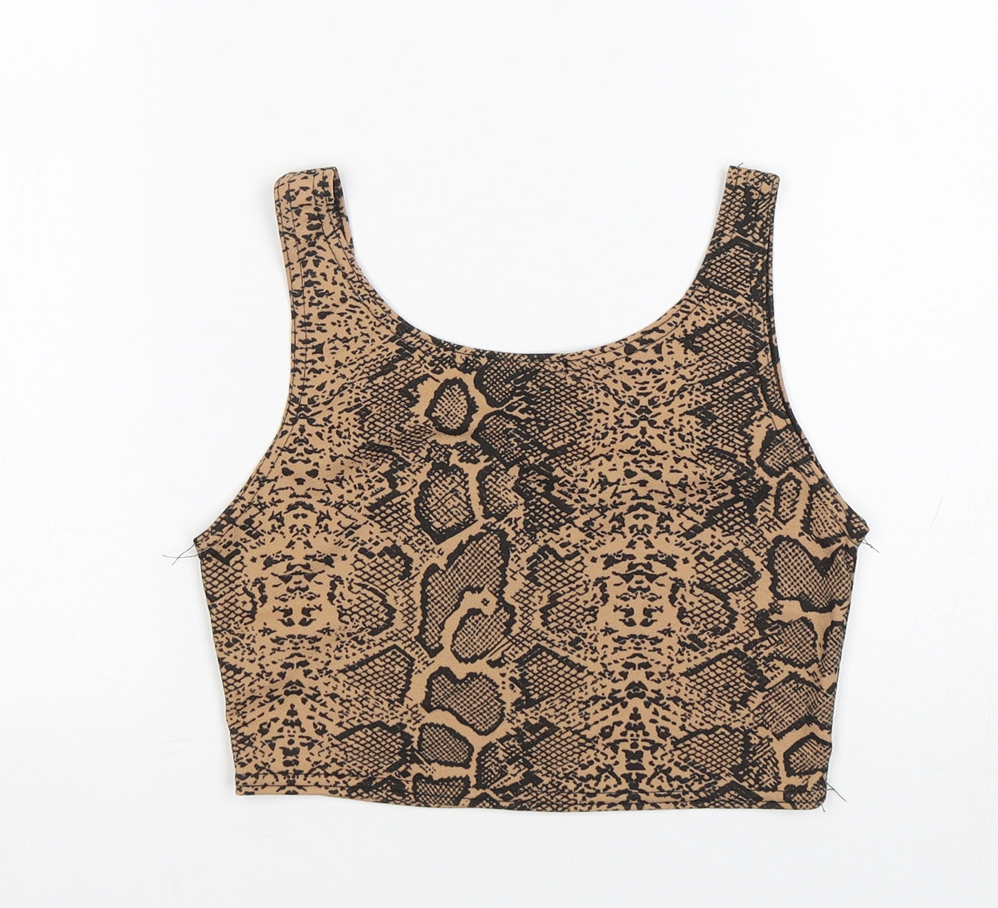 Missguided Womens Multicoloured Animal Print Polyester Basic Tank Size 8 Round Neck