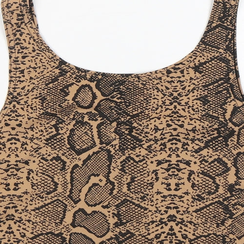 Missguided Womens Multicoloured Animal Print Polyester Basic Tank Size 8 Round Neck