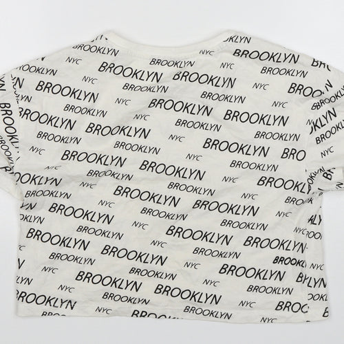 Primark Girls White  Cotton Cropped T-Shirt Size 10-11 Years Round Neck