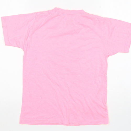 The Vacation Supply Co Girls Pink  Cotton Basic T-Shirt Size M Round Neck  - Miami Beach