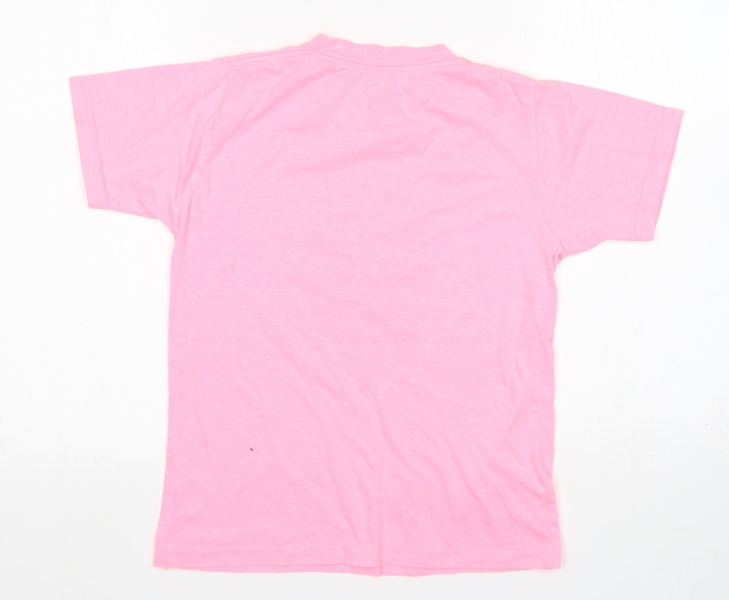 The Vacation Supply Co Girls Pink  Cotton Basic T-Shirt Size M Round Neck  - Miami Beach