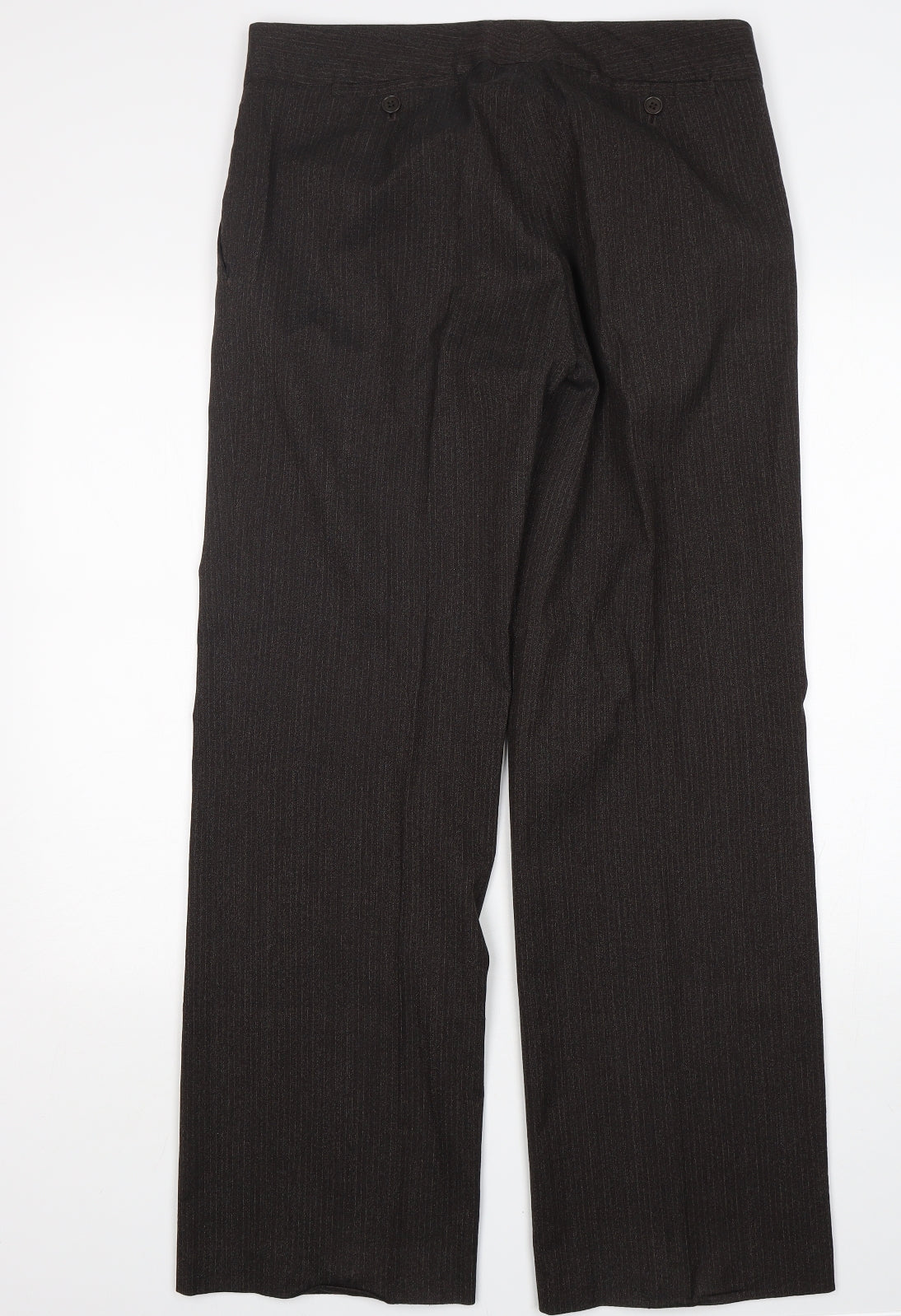 Farah Womens Brown Striped Wool Trousers  Size 12 L32 in Regular