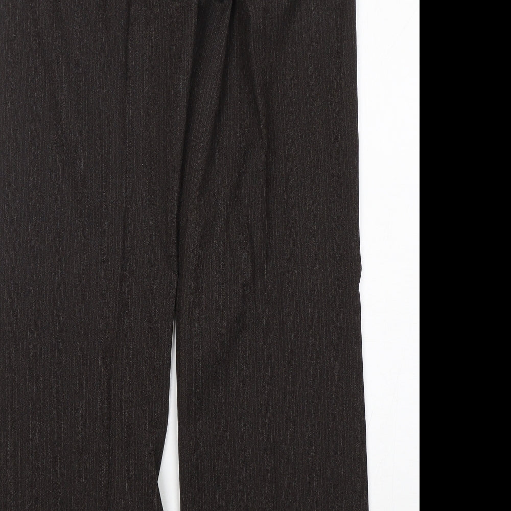 Farah Womens Brown Striped Wool Trousers  Size 12 L32 in Regular