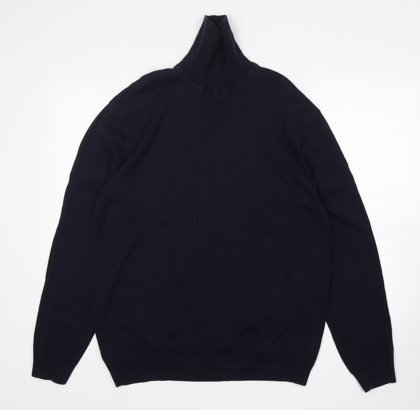 NEXT Mens Blue Roll Neck  Cotton Pullover Jumper Size XL
