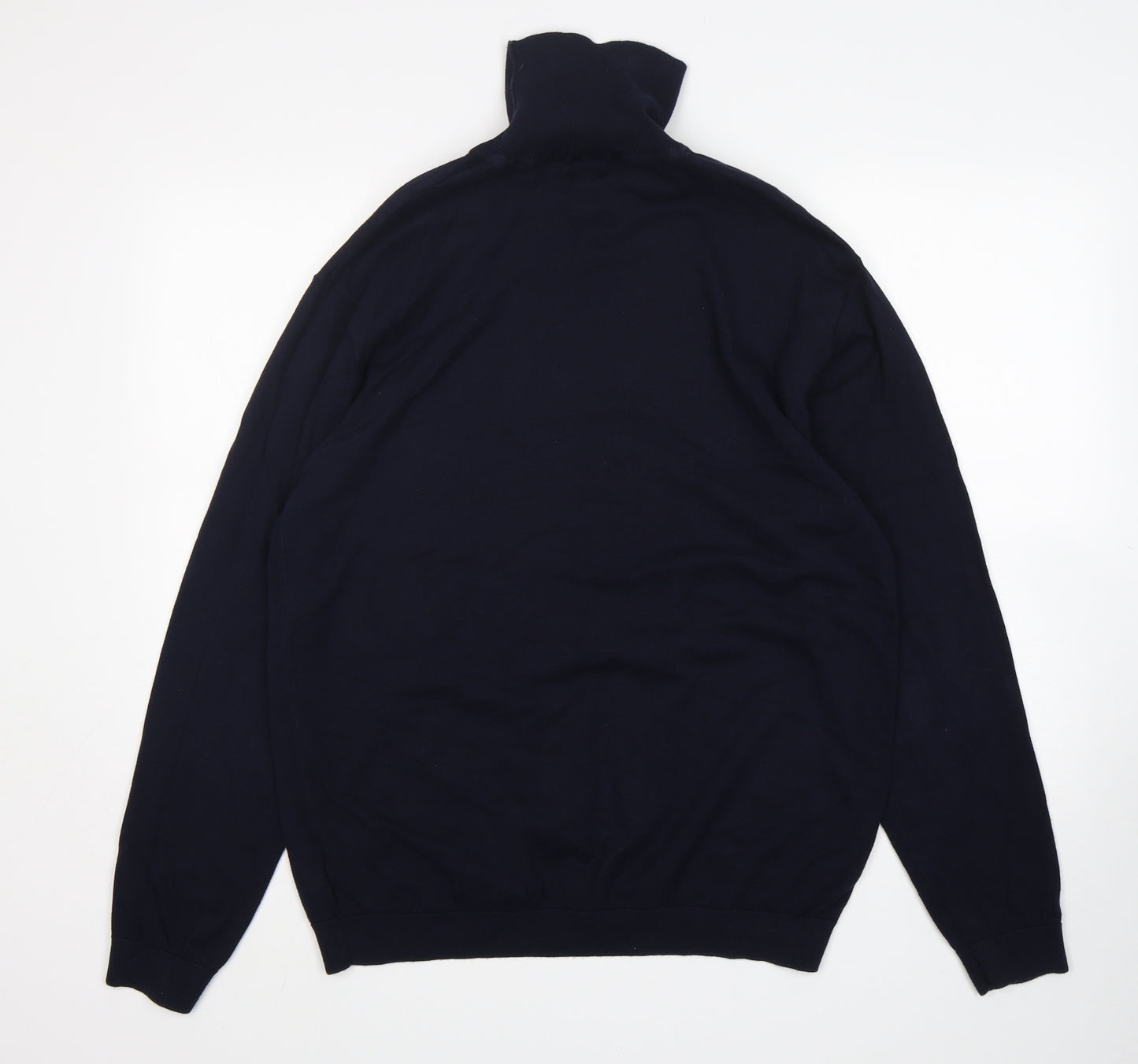 NEXT Mens Blue Roll Neck  Cotton Pullover Jumper Size XL
