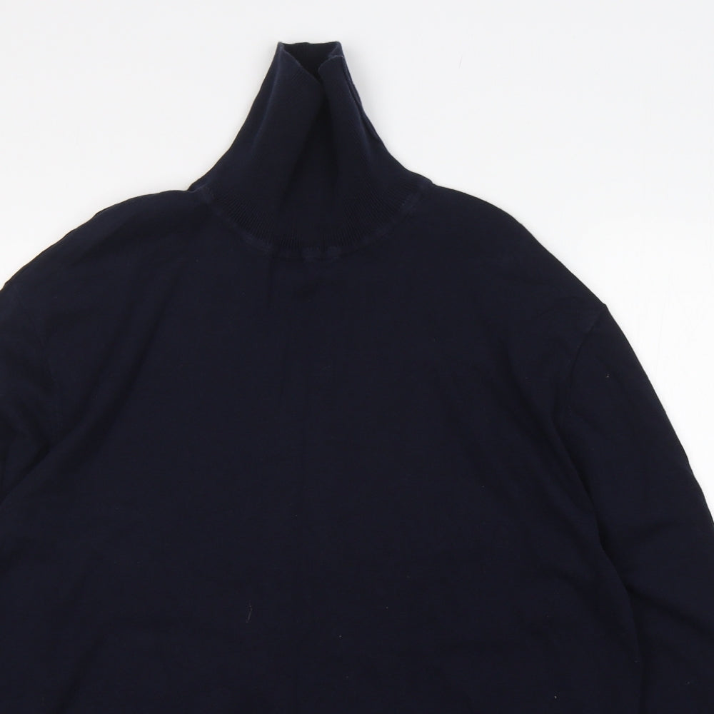 NEXT Mens Blue Roll Neck  Cotton Pullover Jumper Size XL