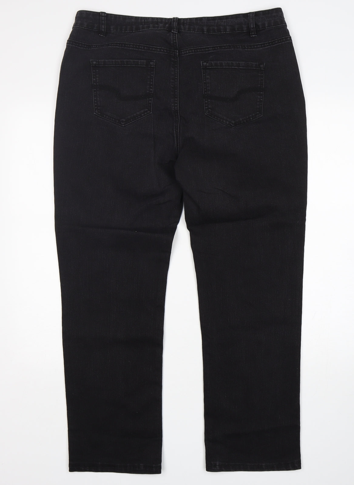 TU Womens Black  Cotton Straight Jeans Size 16 L29 in Regular