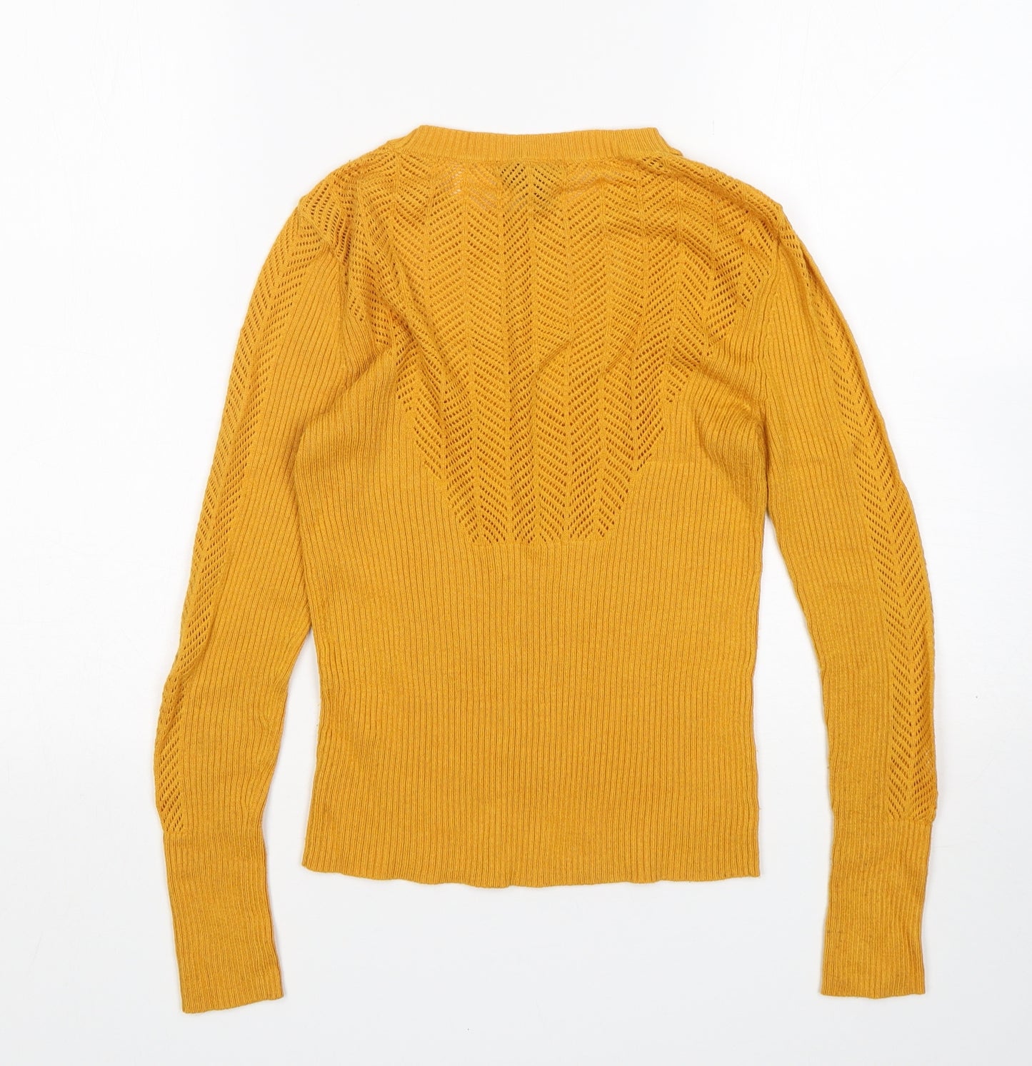 Topshop Womens Yellow Round Neck  Polyester Pullover Jumper Size 8