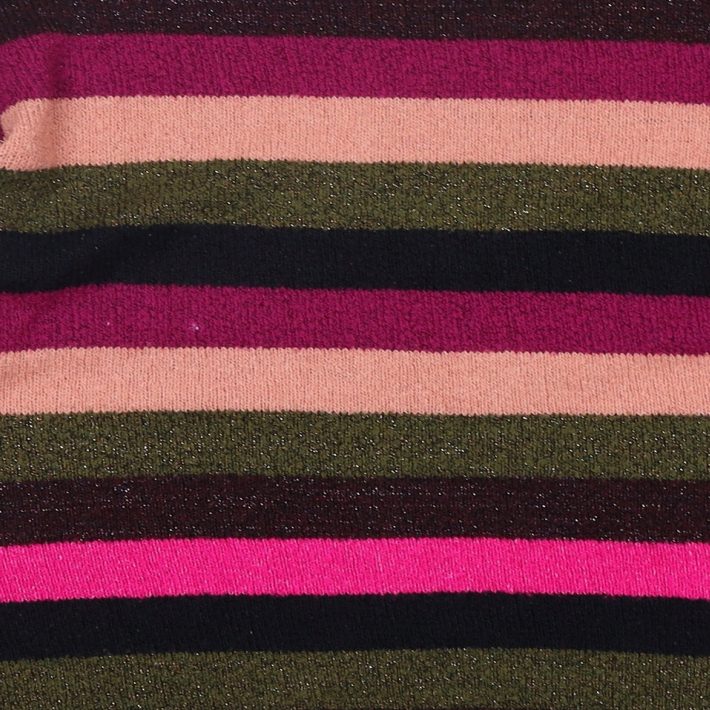 George Womens Multicoloured Round Neck Striped Acrylic Pullover Jumper Size M